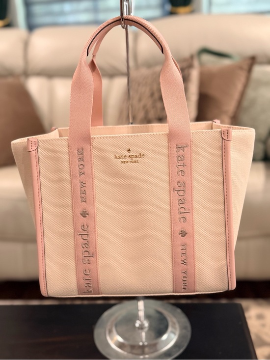 kate spade Handbags - Kate Spade Kip Blush Pink Canvas Tote with Logo Webbing